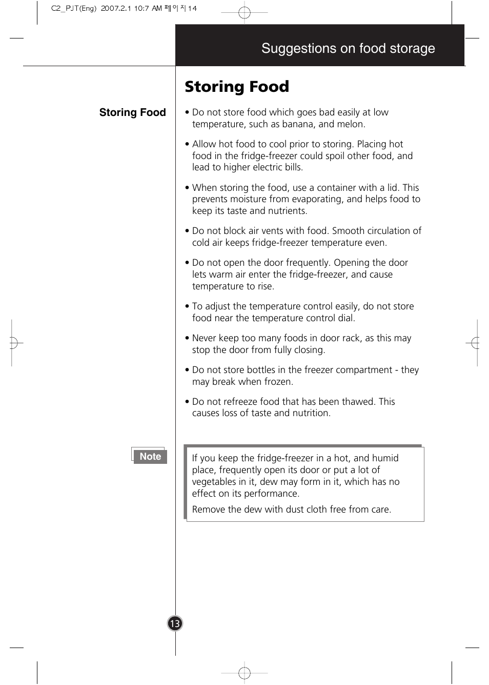 Storing food, Suggestions on food storage | LG GR-3992EW User Manual | Page 12 / 57