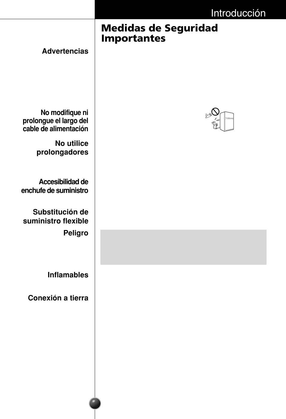 Introducción medidas de seguridad importantes | LG GR-3992EW User Manual | Page 22 / 57