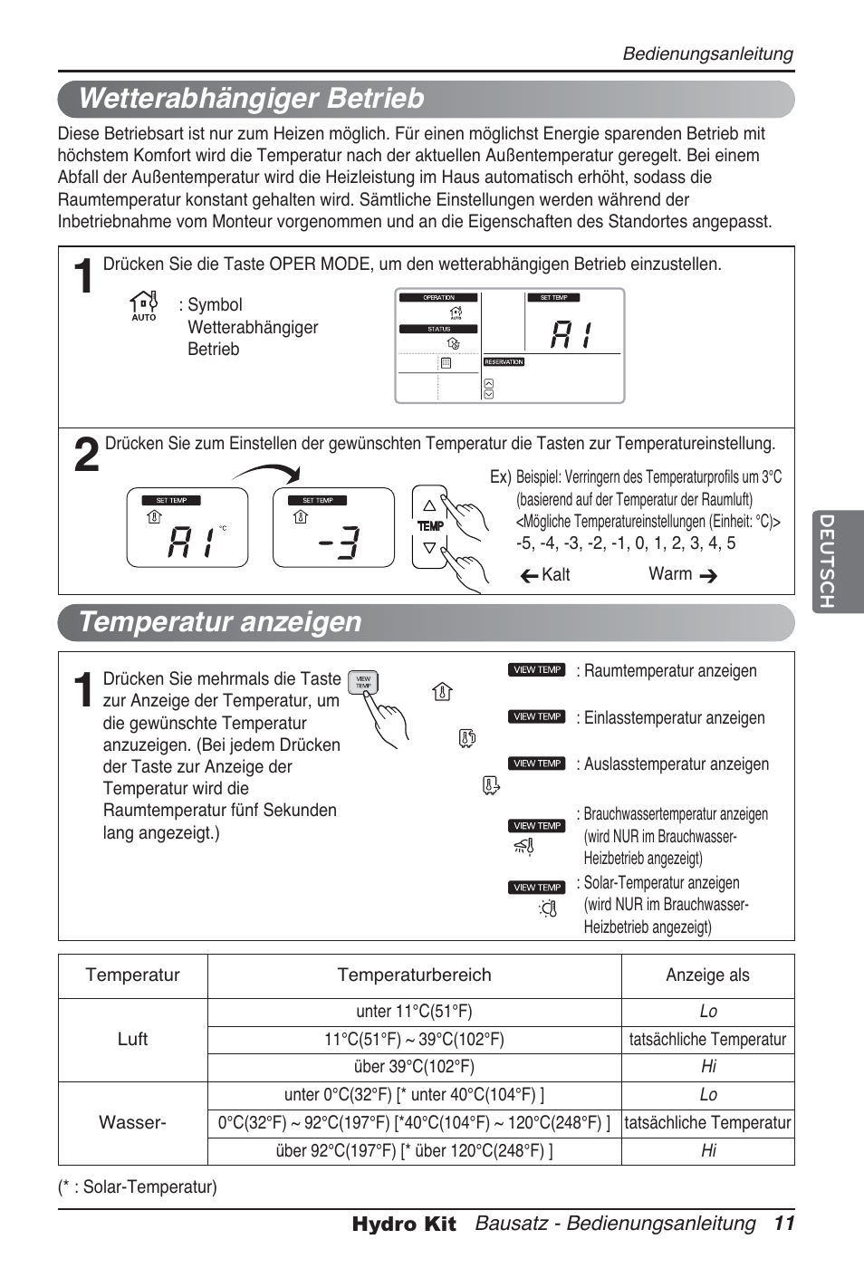 Wetterabhängiger betrieb, Temperatur anzeigen | LG ARNH10GK2A2 User Manual | Page 115 / 495