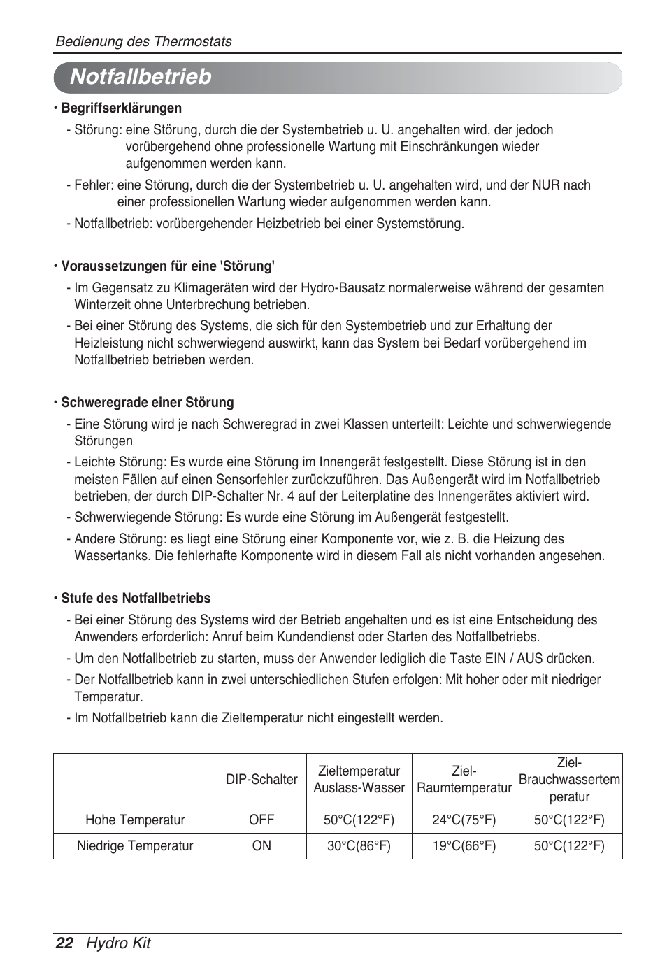 Notfallbetrieb | LG ARNH10GK2A2 User Manual | Page 126 / 495