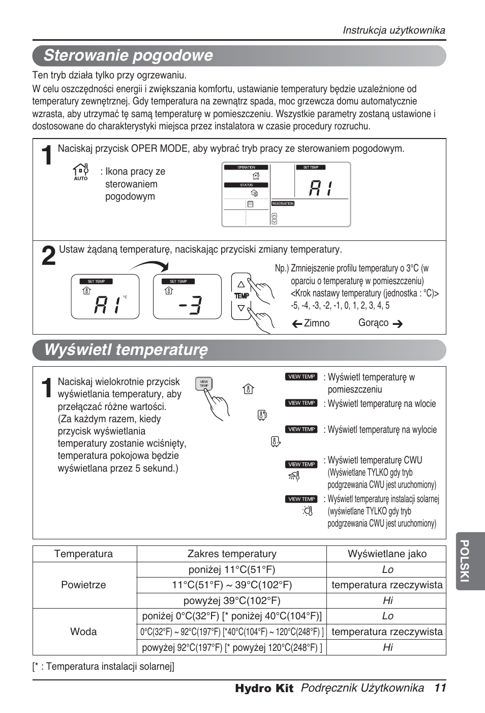 Sterowanie pogodowe, Wyświetl temperaturę | LG ARNH10GK2A2 User Manual | Page 219 / 495
