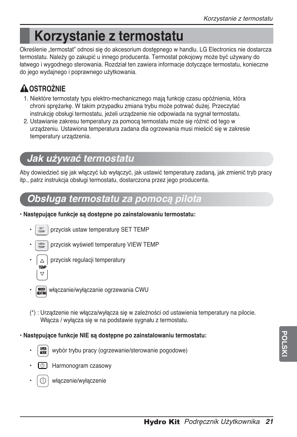 Korzystanie z termostatu | LG ARNH10GK2A2 User Manual | Page 229 / 495
