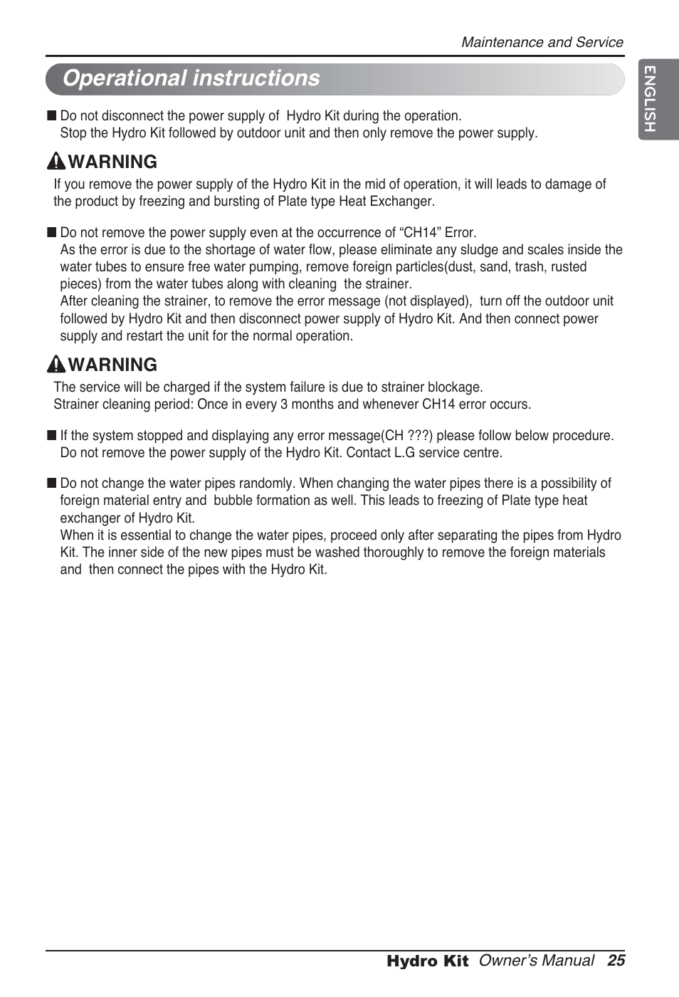 Operational instructions | LG ARNH10GK2A2 User Manual | Page 25 / 495