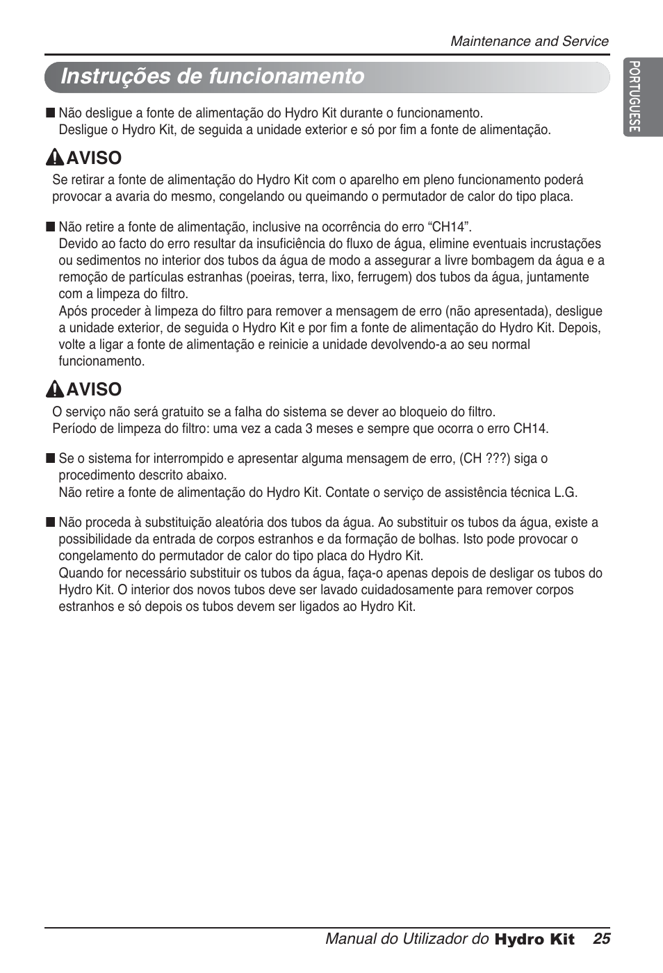 Instruções de funcionamento | LG ARNH10GK2A2 User Manual | Page 285 / 495