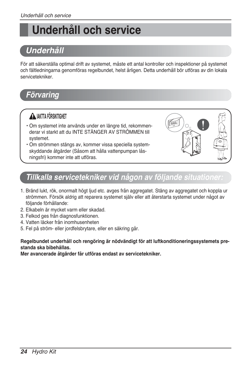 Underhåll och service, Underhåll, Förvaring | LG ARNH10GK2A2 User Manual | Page 414 / 495