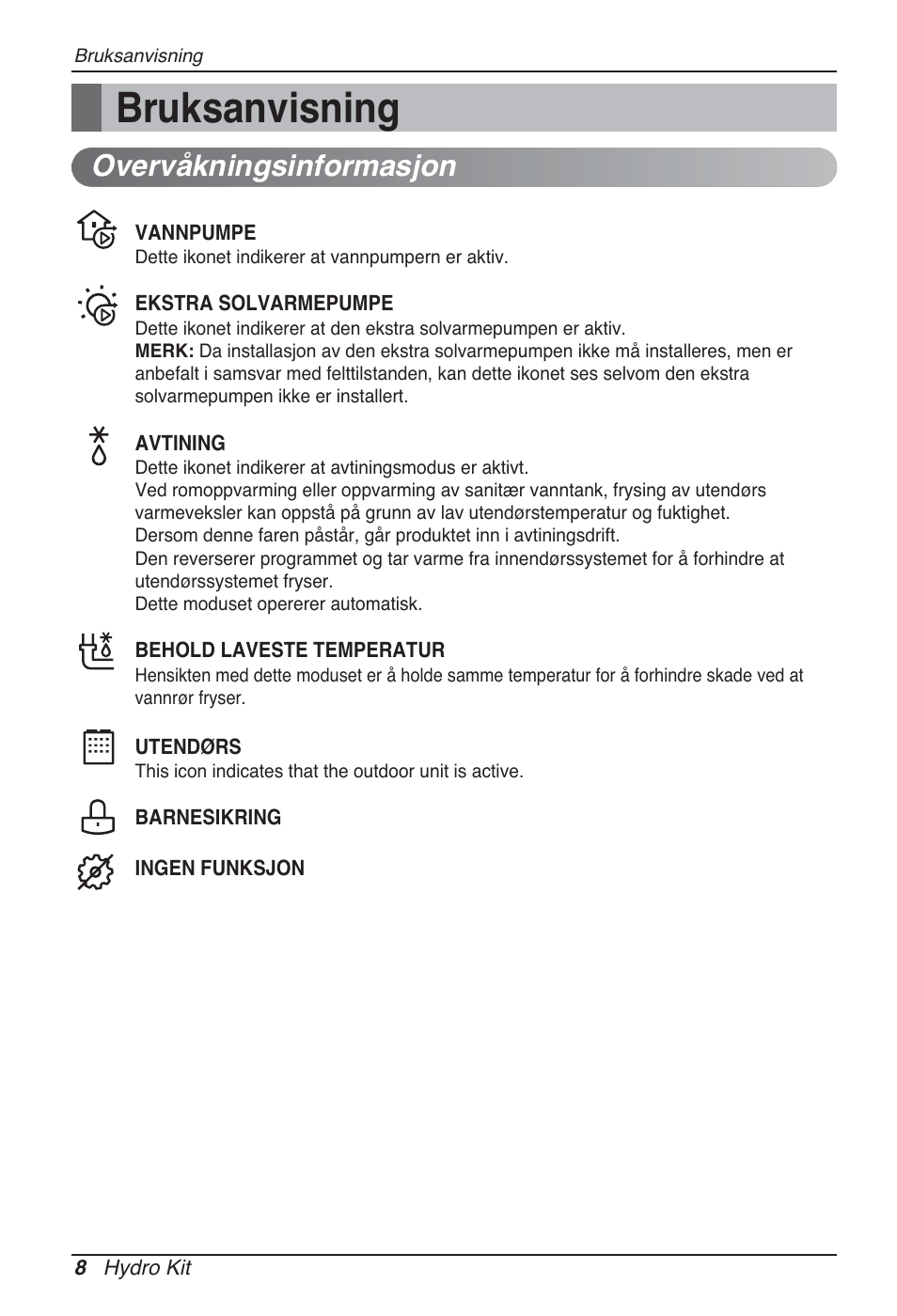 Bruksanvisning, Overvåkningsinformasjon | LG ARNH10GK2A2 User Manual | Page 424 / 495