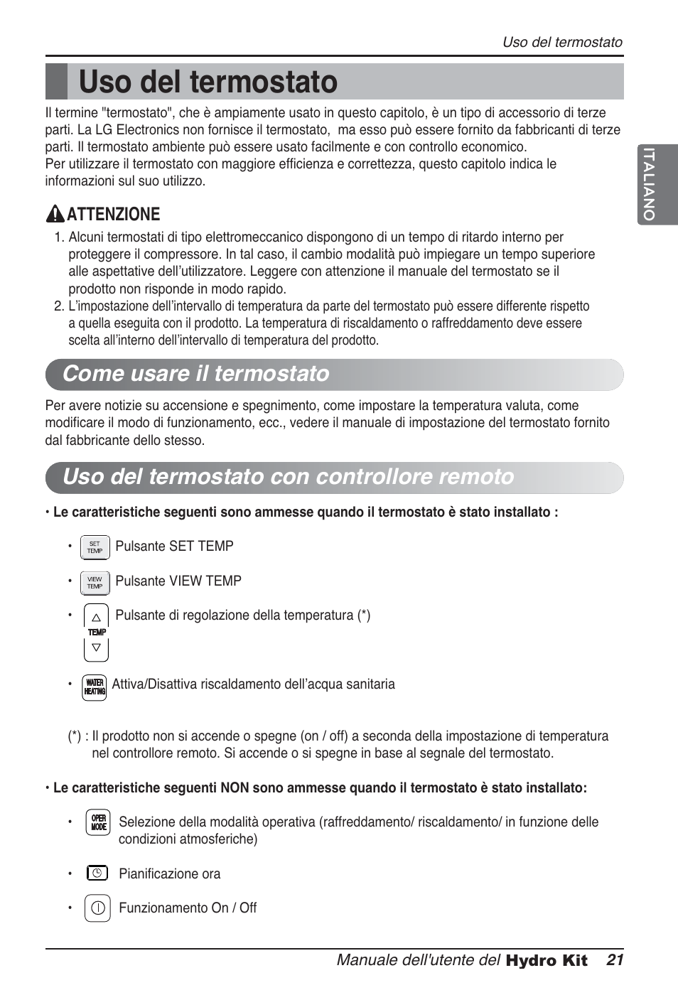 Uso del termostato | LG ARNH10GK2A2 User Manual | Page 47 / 495