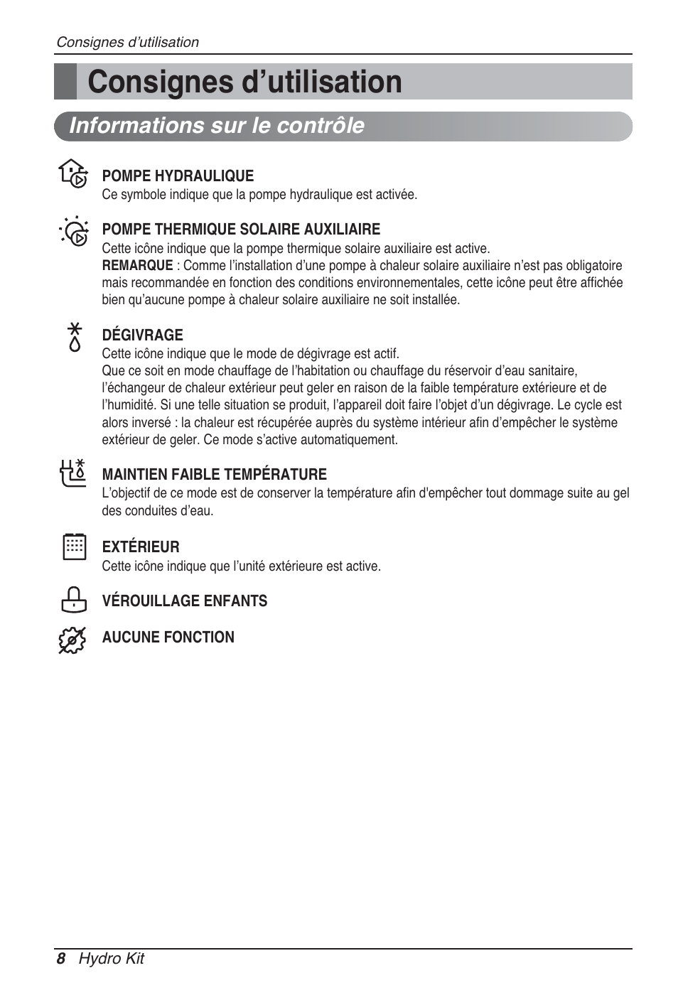 Consignes dʼutilisation, Informations sur le contrôle | LG ARNH10GK2A2 User Manual | Page 86 / 495