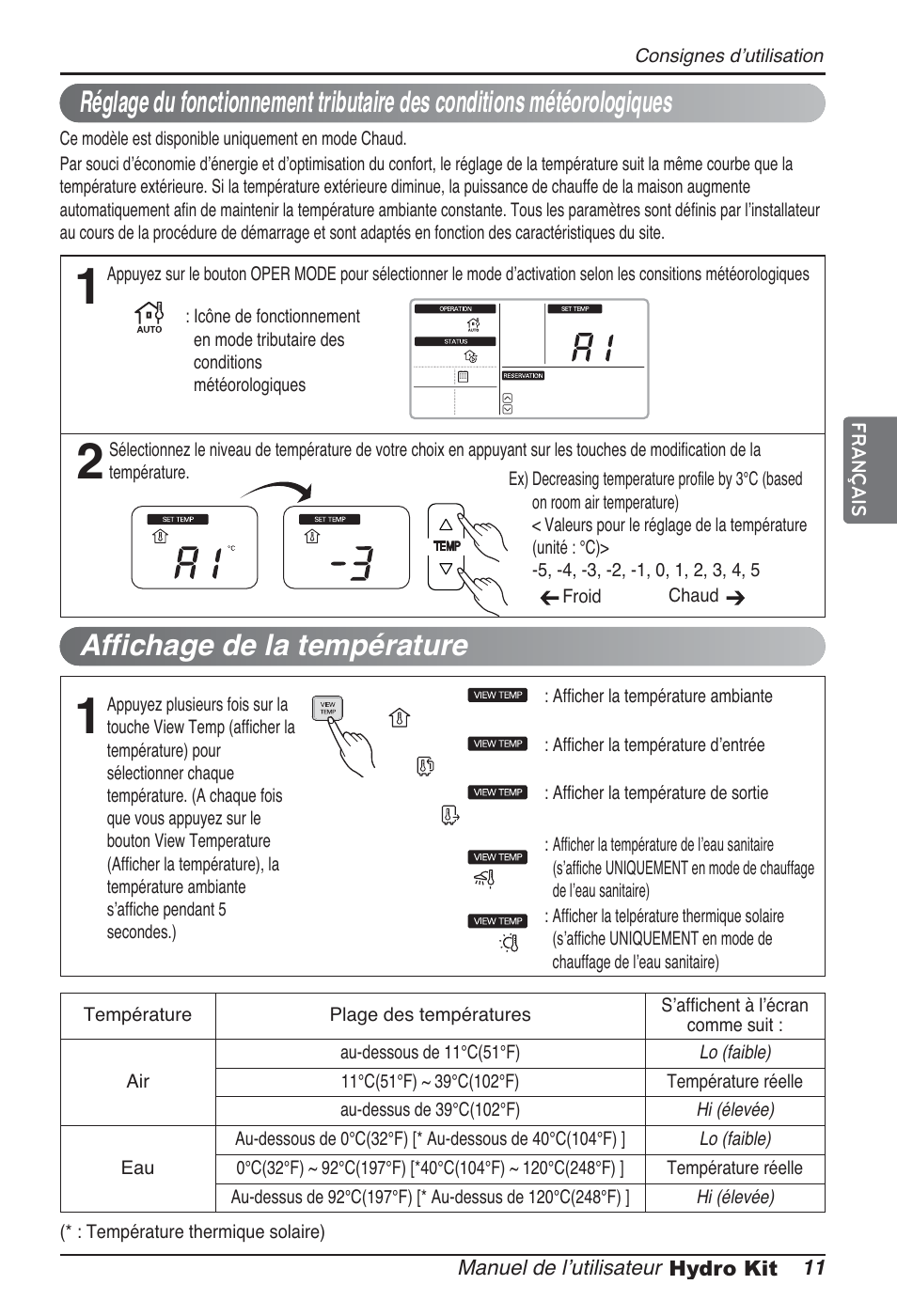 Affichage de la température | LG ARNH10GK2A2 User Manual | Page 89 / 495