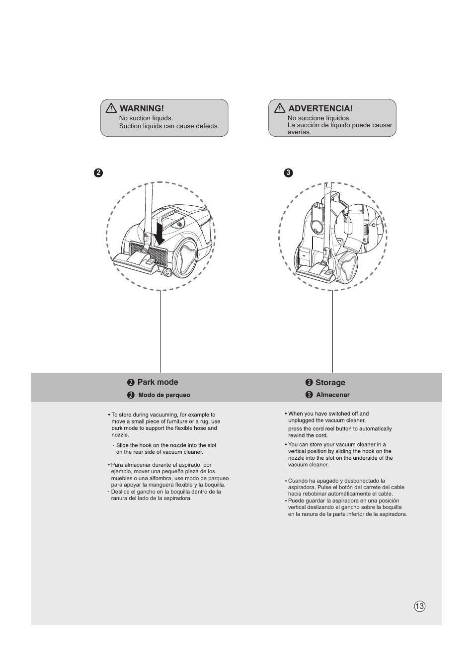 Warning, Advertencia | LG VC4220NHTC User Manual | Page 13 / 26