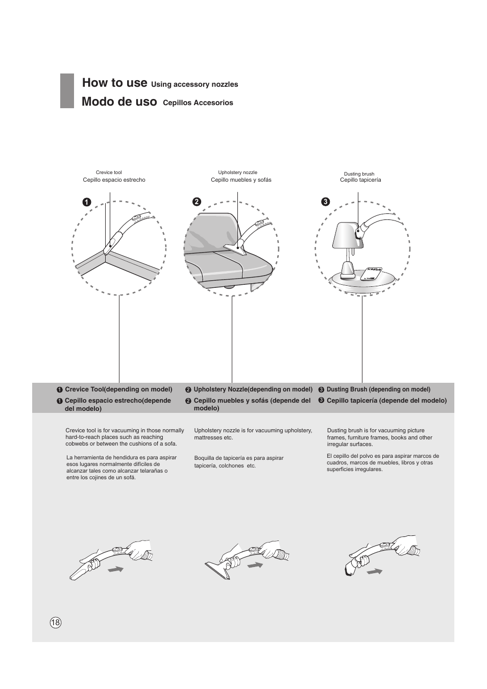 How to use, Modo de uso | LG VC4220NHTC User Manual | Page 18 / 26