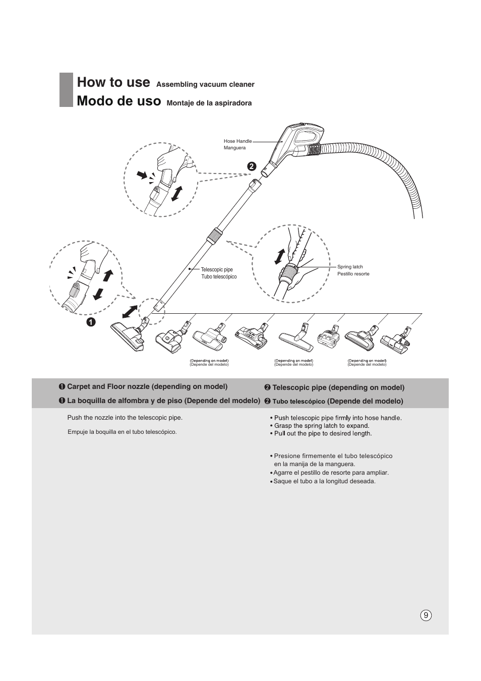 How to use, Modo de uso | LG VC4220NHTC User Manual | Page 9 / 26