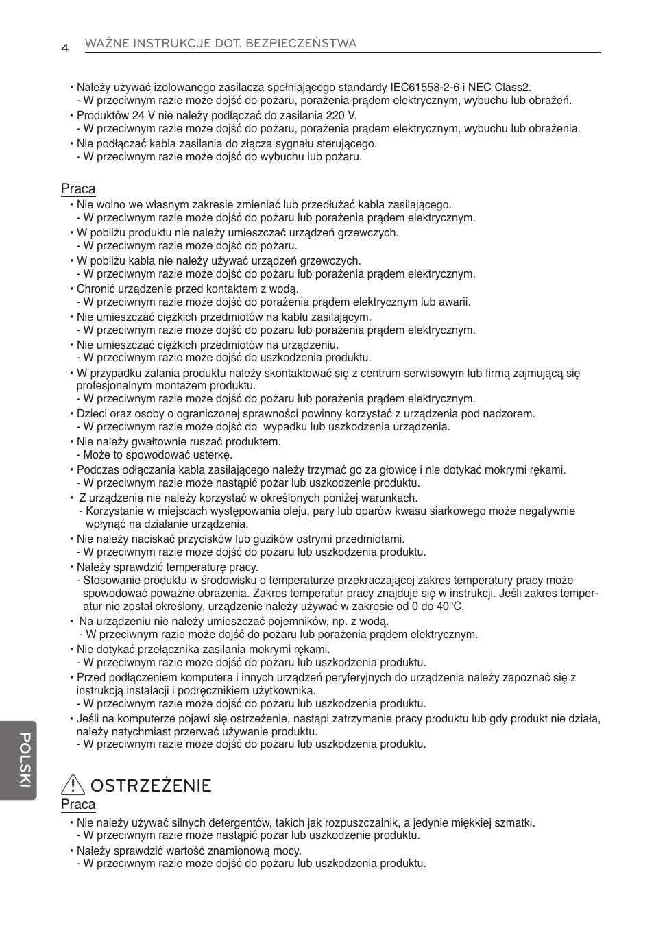 Ostrzeżenie, Pol ski | LG PQNFB17C0 User Manual | Page 100 / 109