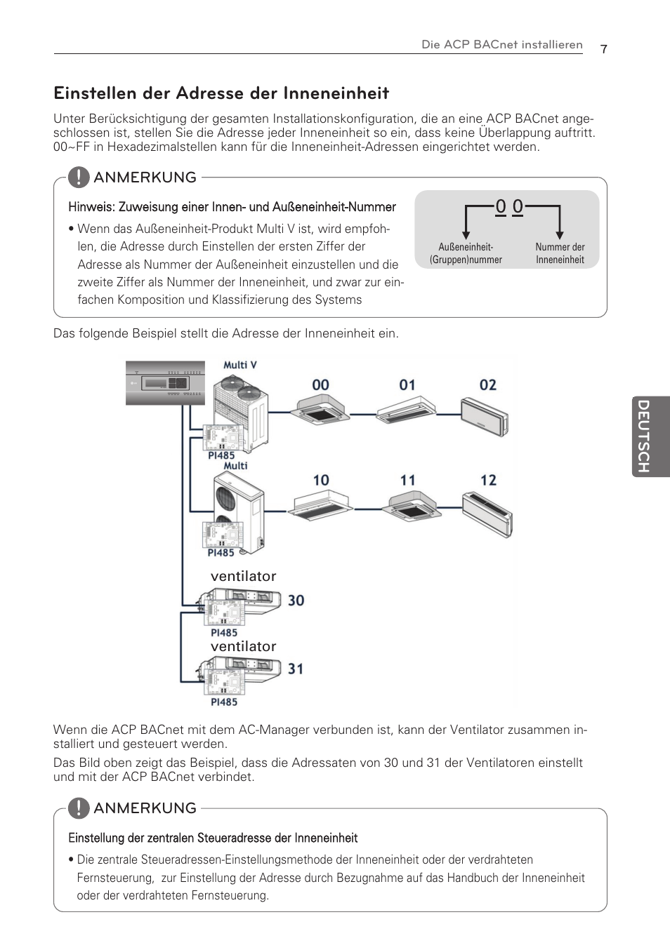 Einstellen der adresse der inneneinheit | LG PQNFB17C0 User Manual | Page 55 / 109