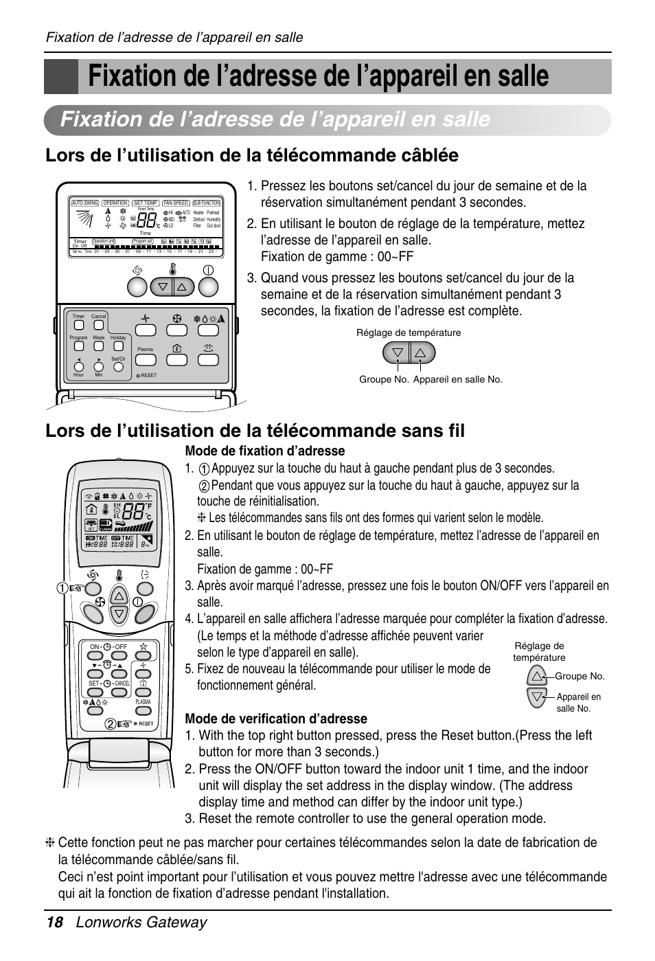 18 lonworks gateway, Fixation de l’adresse de l’appareil en salle | LG PQNFB16A1 User Manual | Page 102 / 169