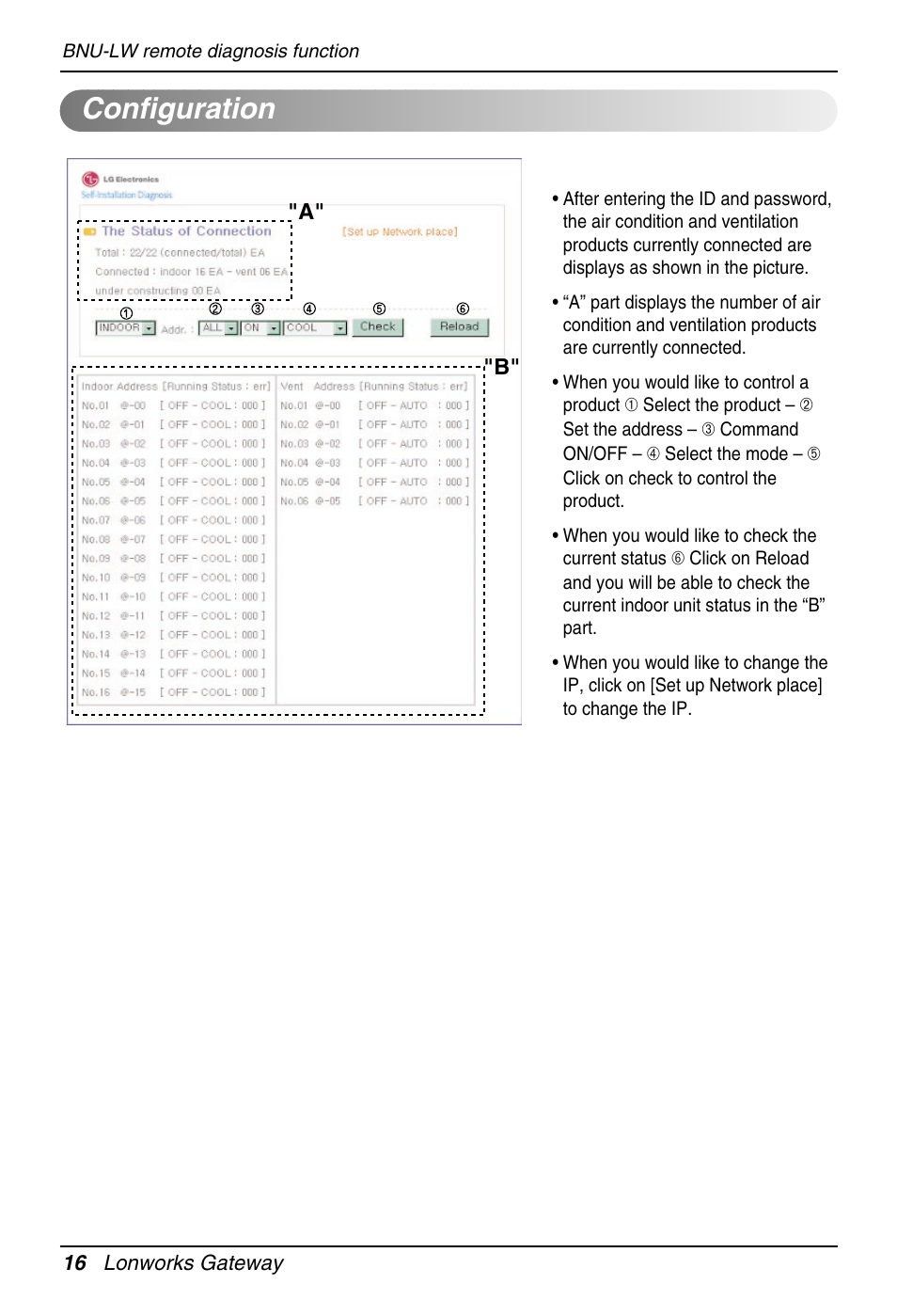 Configuration | LG PQNFB16A1 User Manual | Page 16 / 169