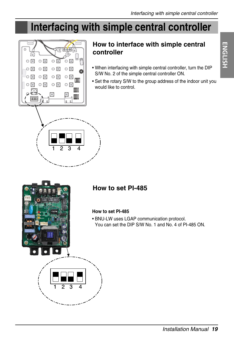 Interfacing with simple central controller | LG PQNFB16A1 User Manual | Page 19 / 169