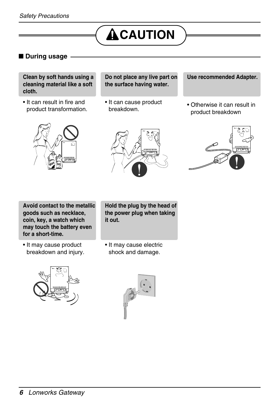 Caution, 6 lonworks gateway ■ during usage | LG PQNFB16A1 User Manual | Page 6 / 169