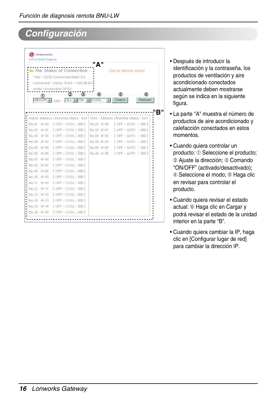 Configuración | LG PQNFB16A1 User Manual | Page 72 / 169