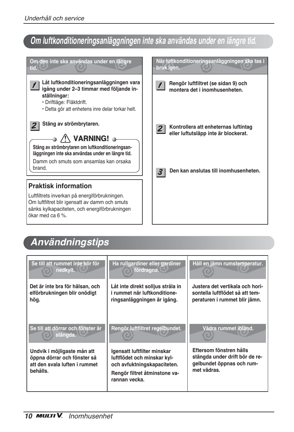 Varning | LG ARNU96GB8A2 User Manual | Page 190 / 229