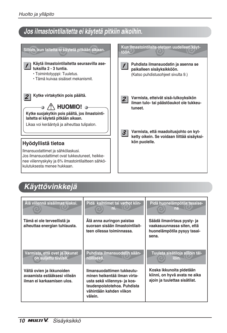 Huomio | LG ARNU96GB8A2 User Manual | Page 214 / 229