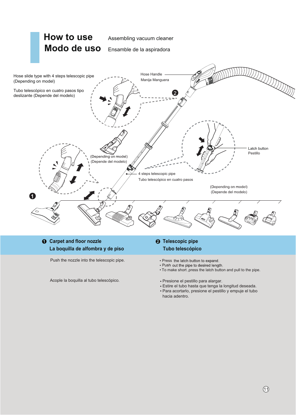 How to use, Modo de uso | LG VC5020NRTQ User Manual | Page 12 / 27