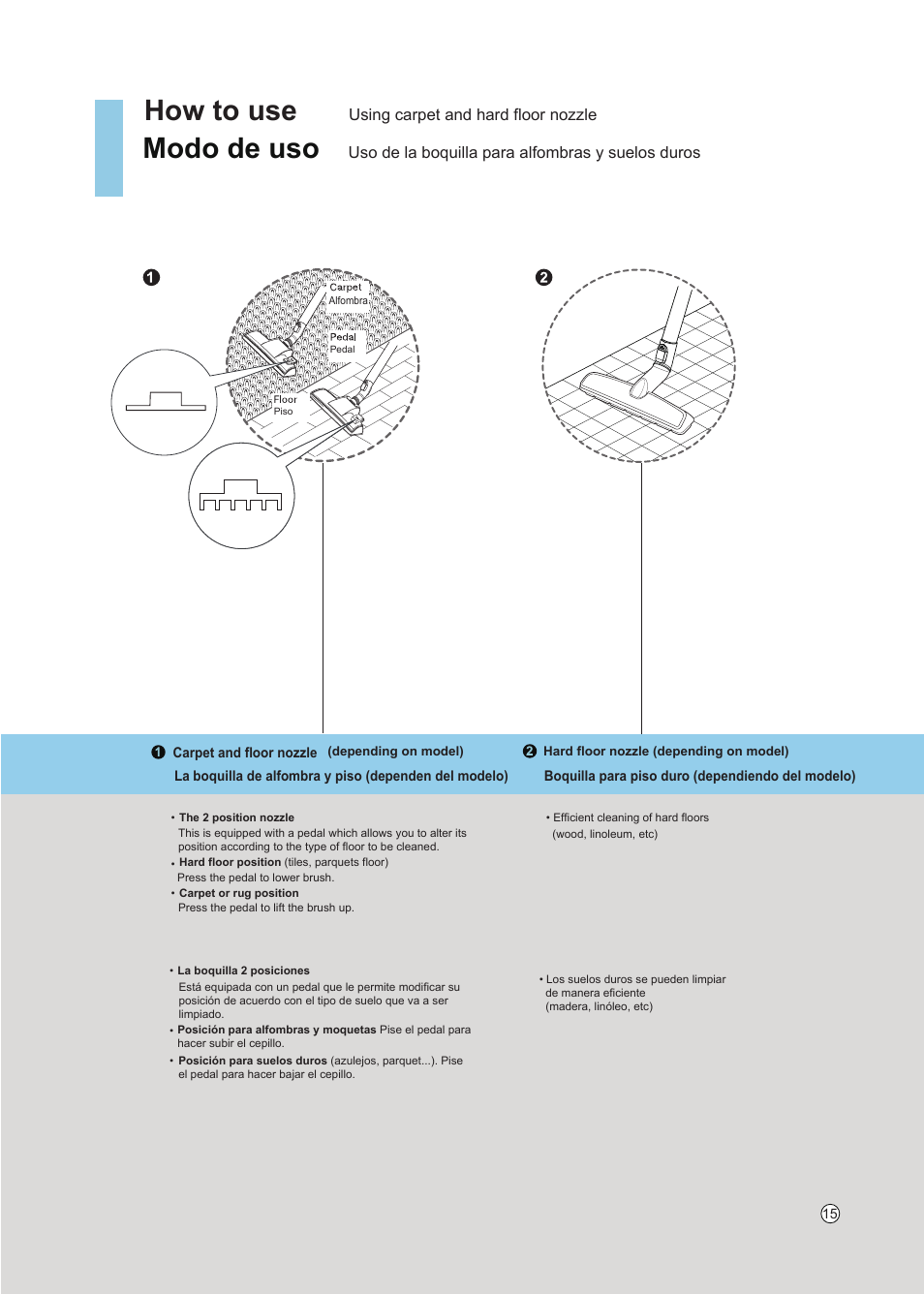 How to use, Modo de uso | LG VC5020NRTQ User Manual | Page 16 / 27