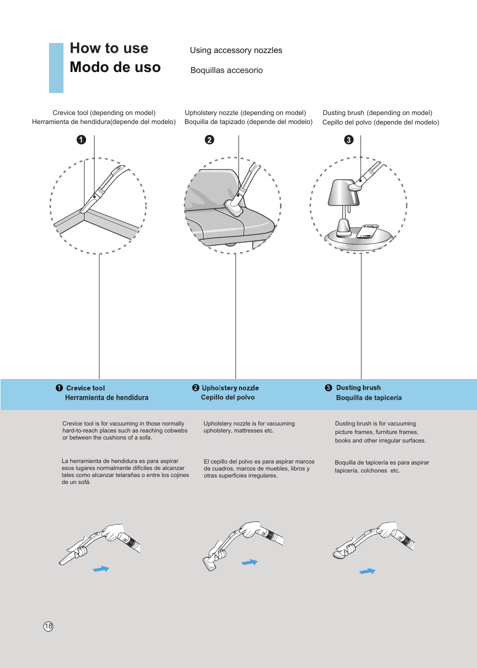 How to use, Modo de uso | LG VC5020NRTQ User Manual | Page 19 / 27