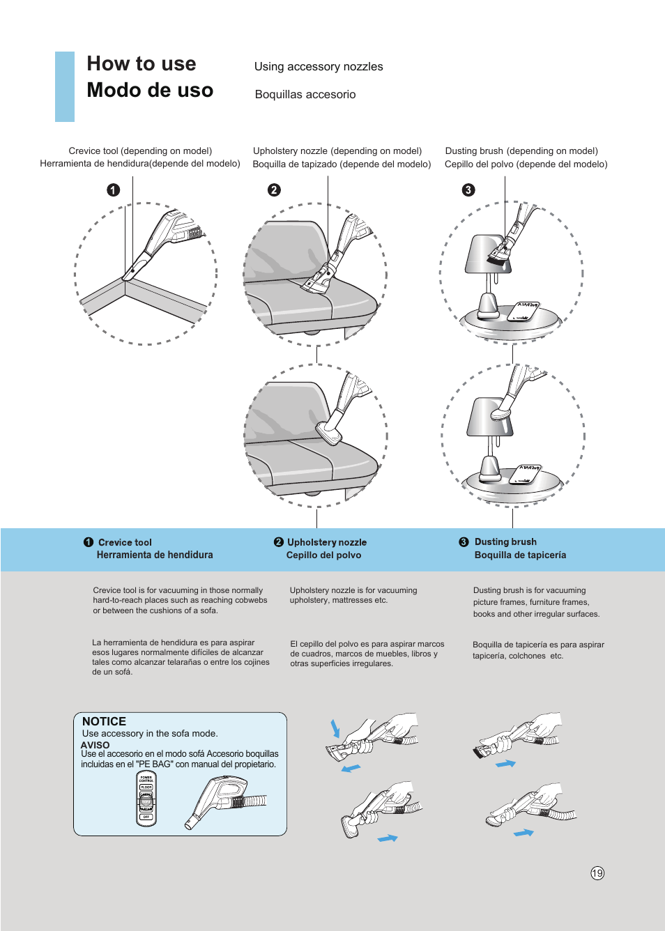 How to use, Modo de uso | LG VC5020NRTQ User Manual | Page 20 / 27