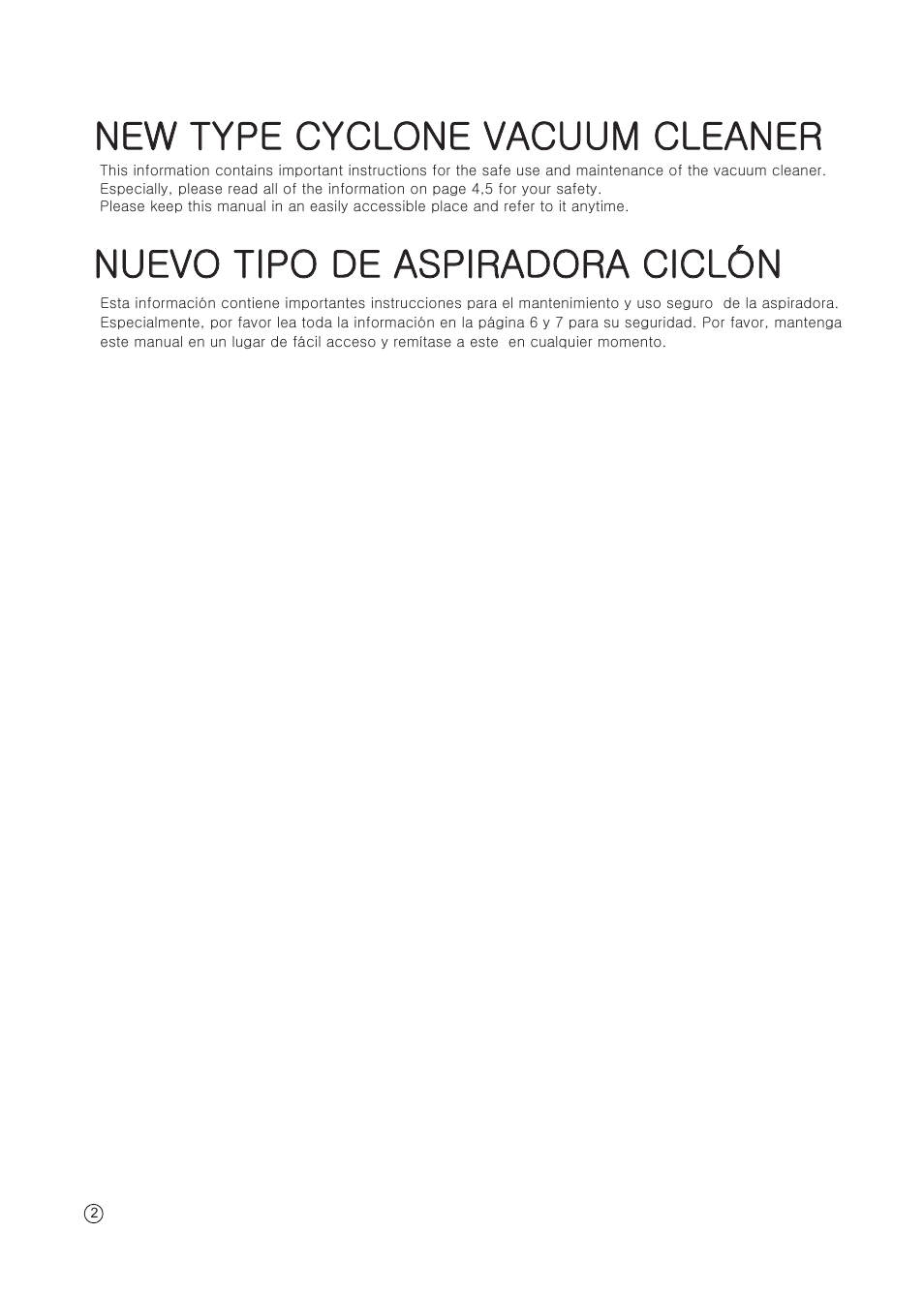 New type cyclone vacuum cleaner, Nuevo tipo de aspiradora ciclón | LG VC5020NRTQ User Manual | Page 3 / 27