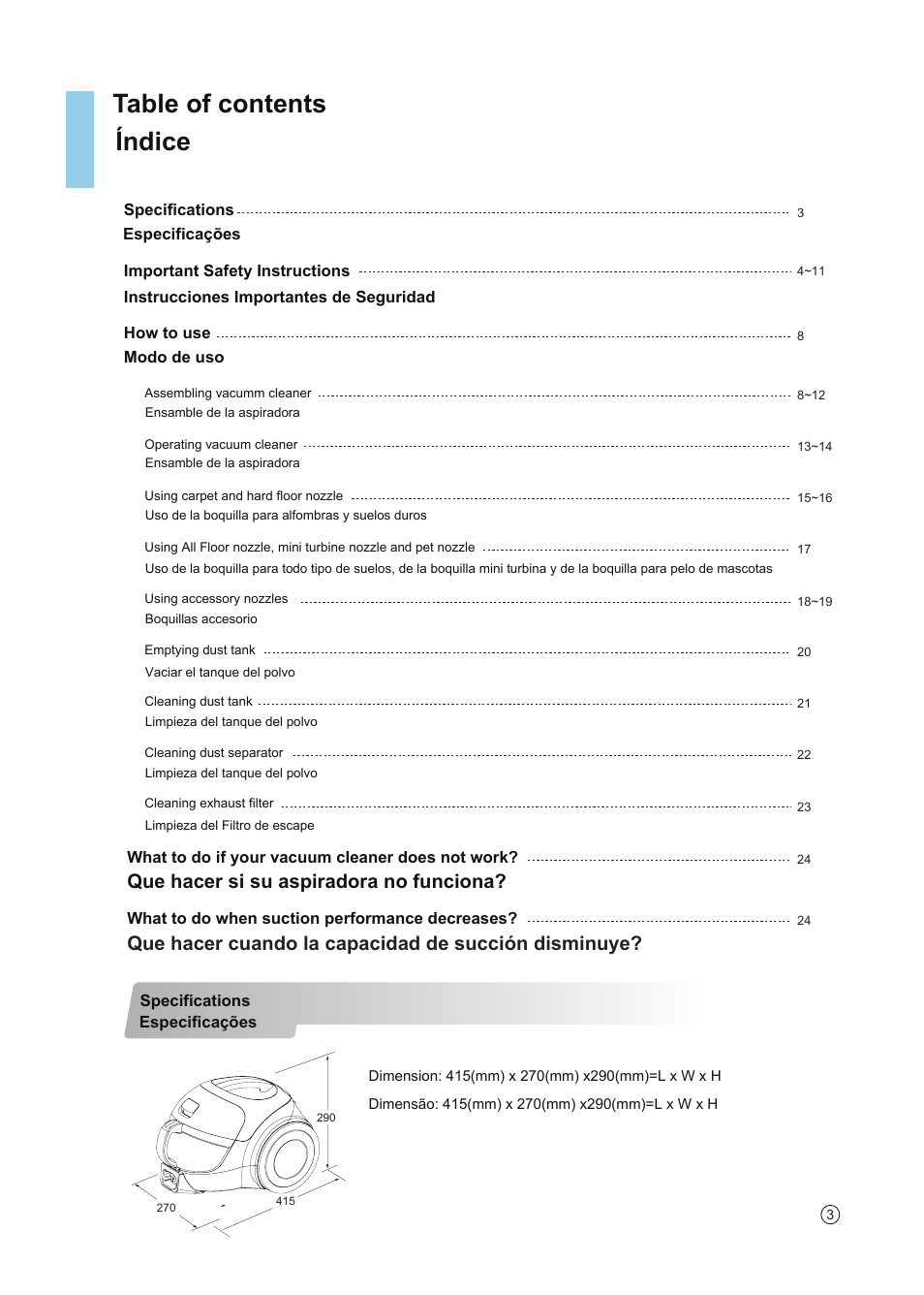 LG VC5020NRTQ User Manual | Page 4 / 27