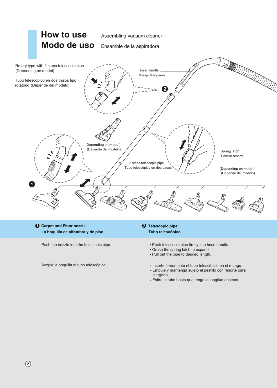 How to use, Modo de uso | LG VC5020NRTQ User Manual | Page 9 / 27