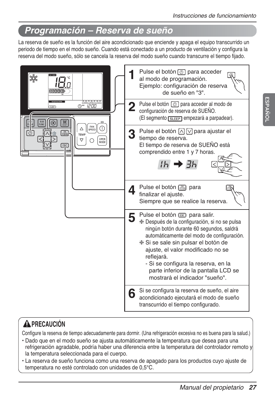 Programación – reserva de sueño | LG UT60 User Manual | Page 103 / 723