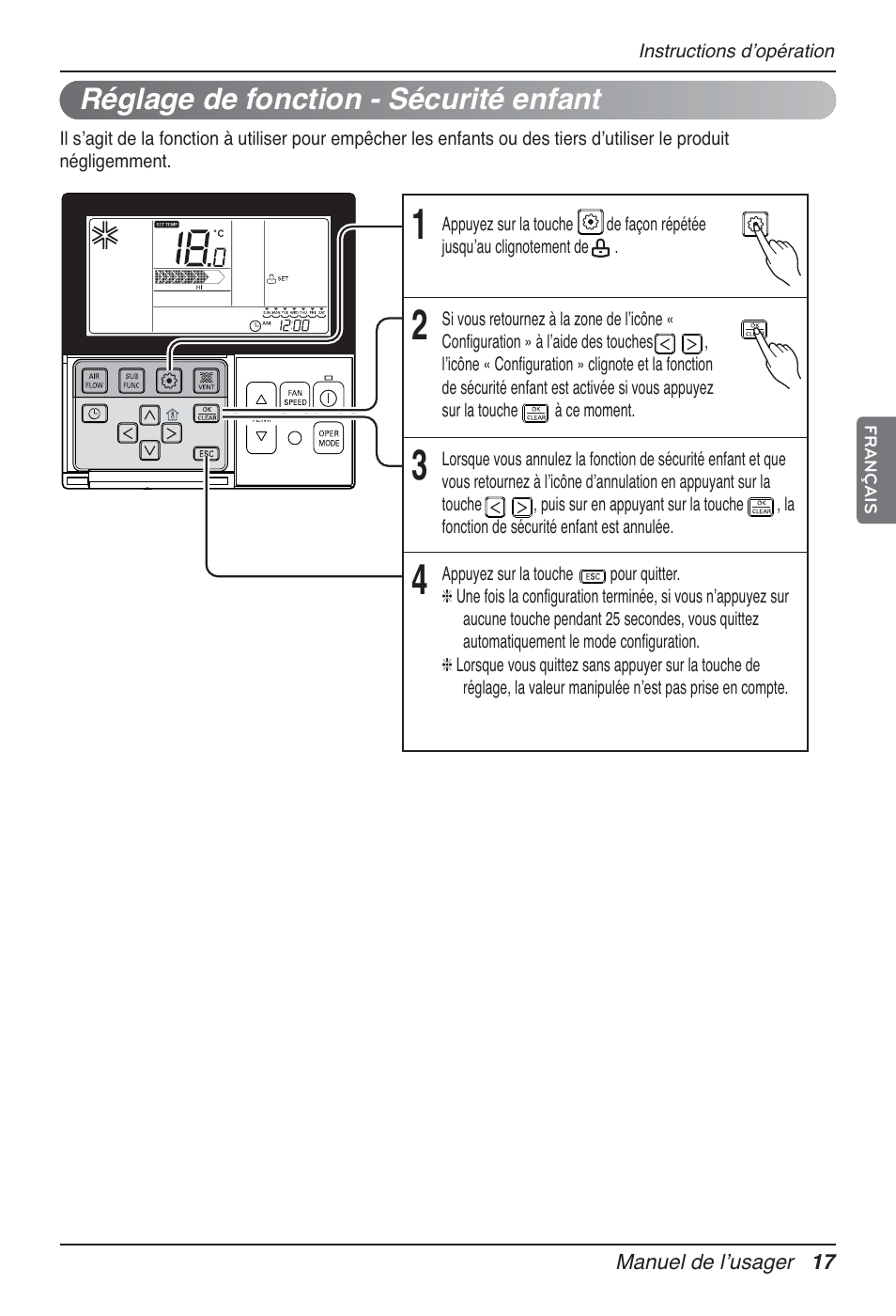 Réglage de fonction - sécurité enfant | LG UT60 User Manual | Page 131 / 723