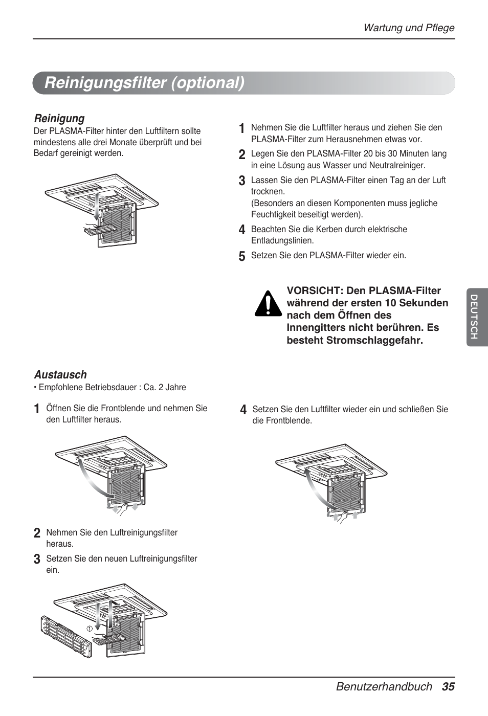 Reinigungsfilter (optional) | LG UT60 User Manual | Page 187 / 723