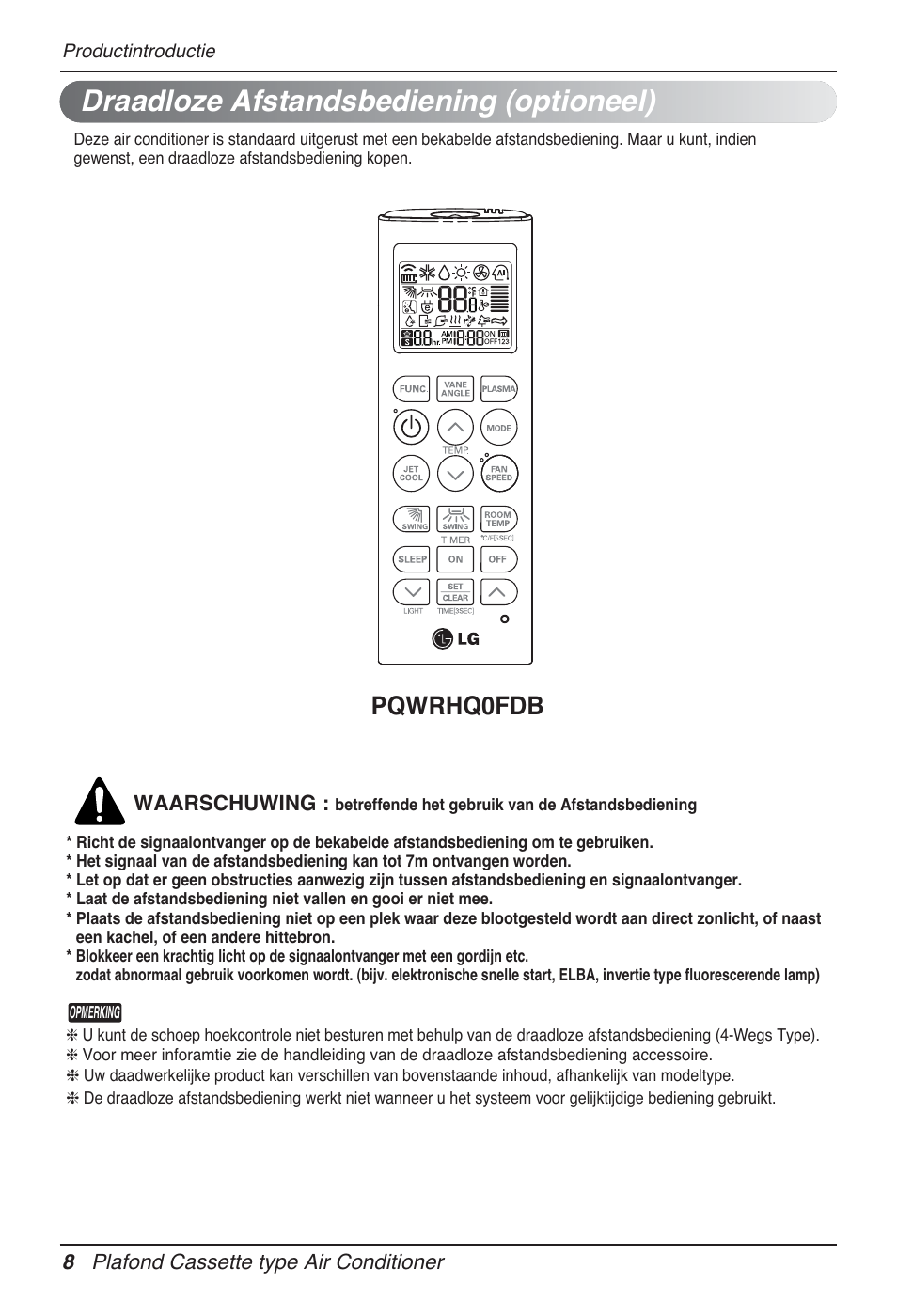 Draadloze afstandsbediening (optioneel), Pqwrhq0fdb | LG UT60 User Manual | Page 274 / 723