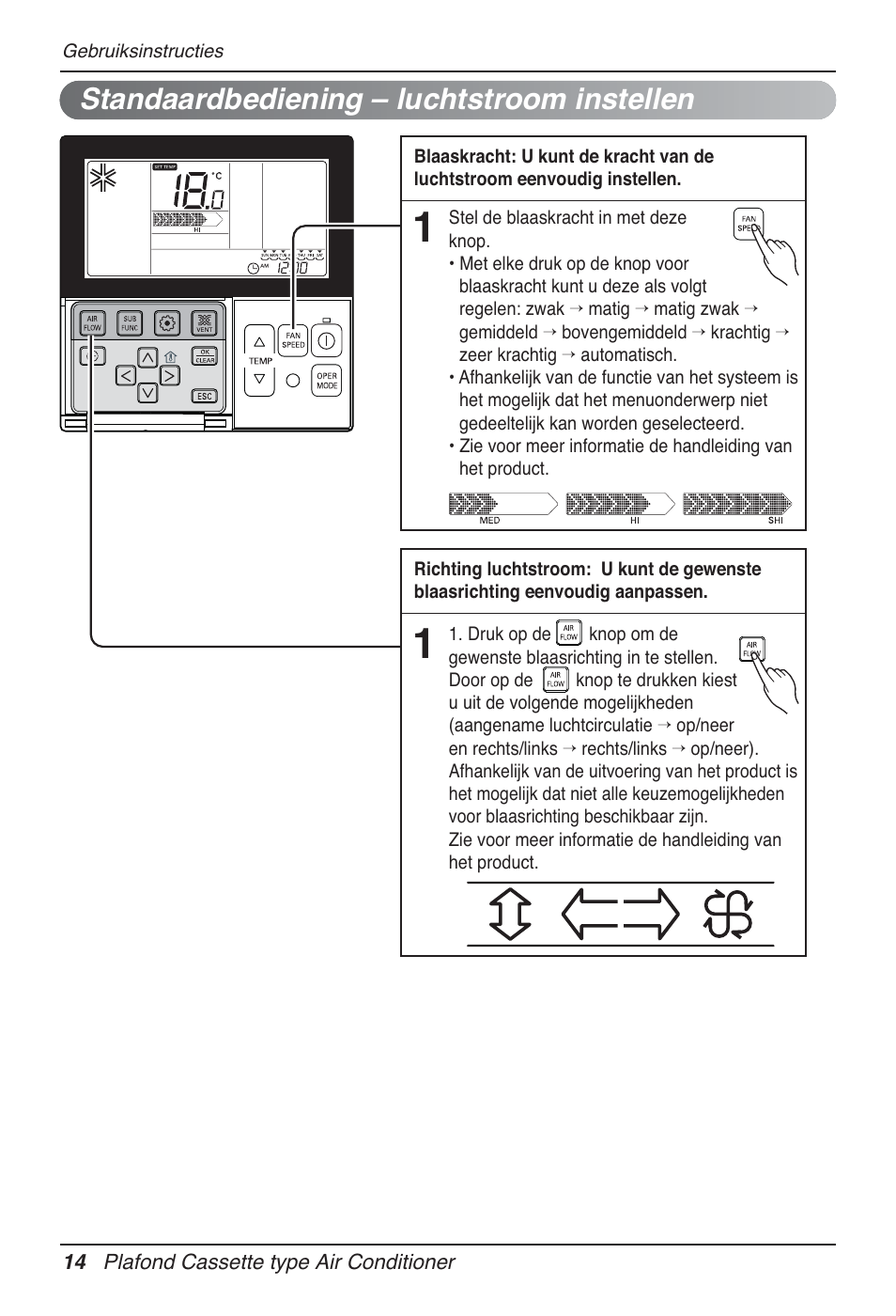 Standaardbediening – luchtstroom instellen | LG UT60 User Manual | Page 280 / 723