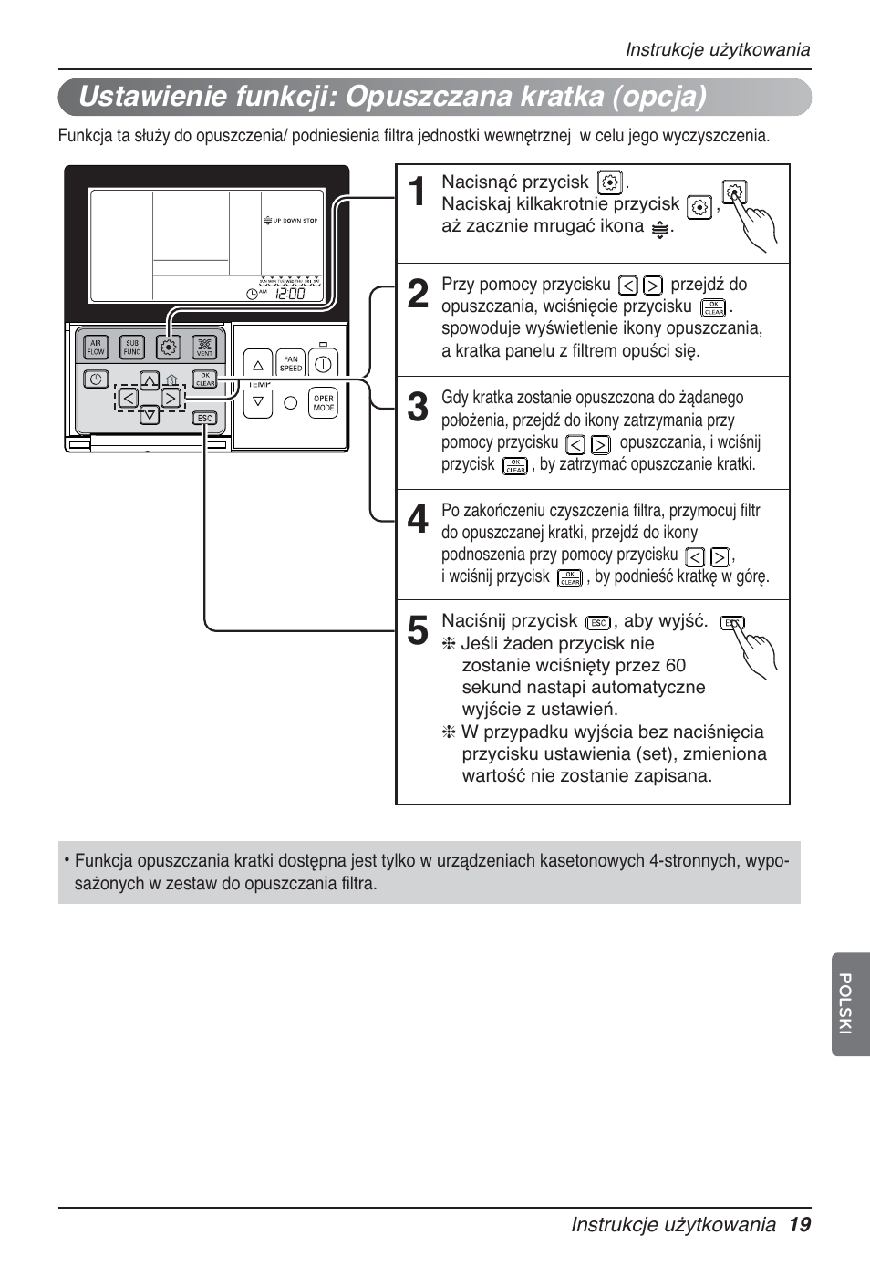 Ustawienie funkcji: opuszczana kratka (opcja) | LG UT60 User Manual | Page 323 / 723