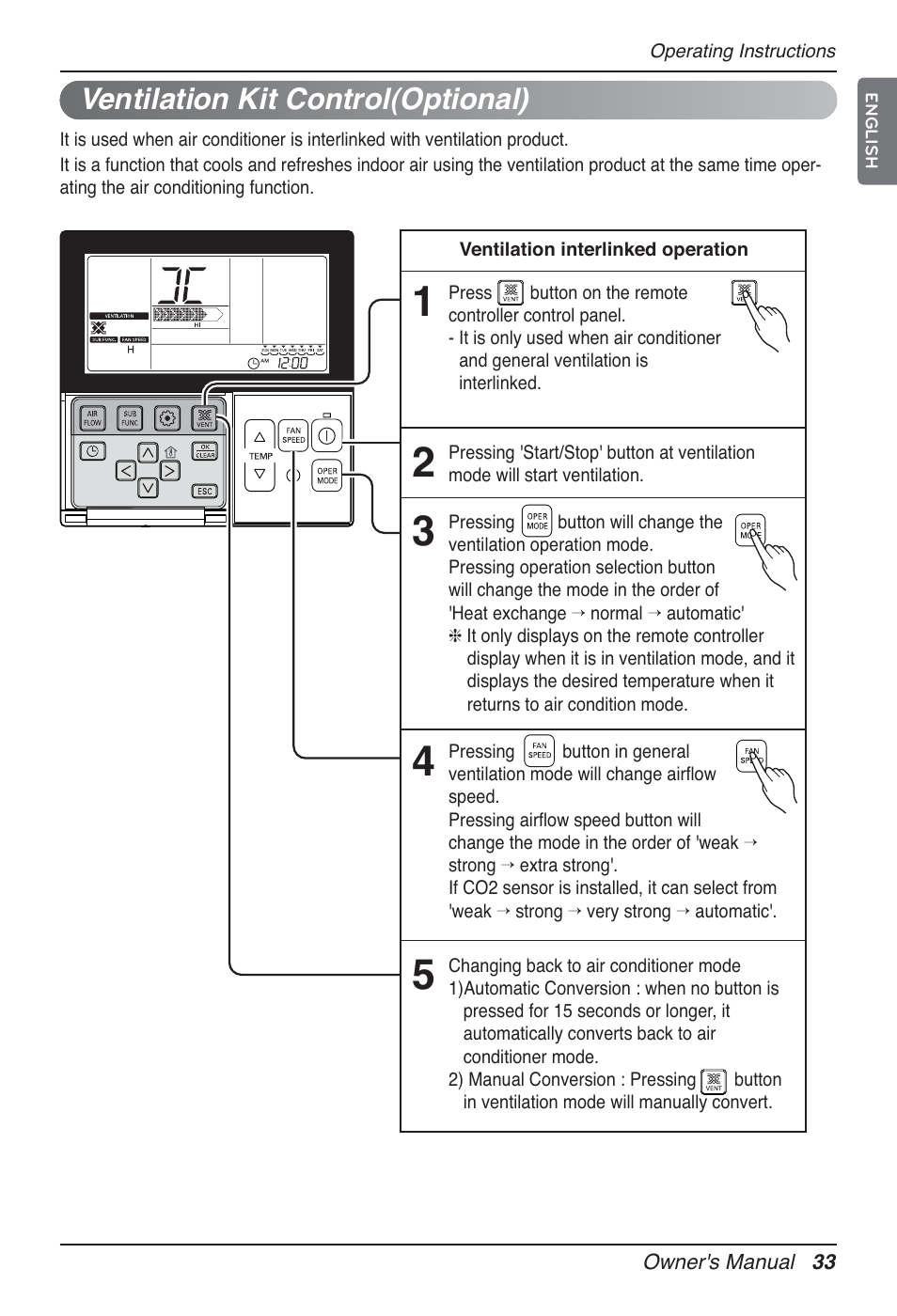 Ventilation kit control(optional) | LG UT60 User Manual | Page 33 / 723