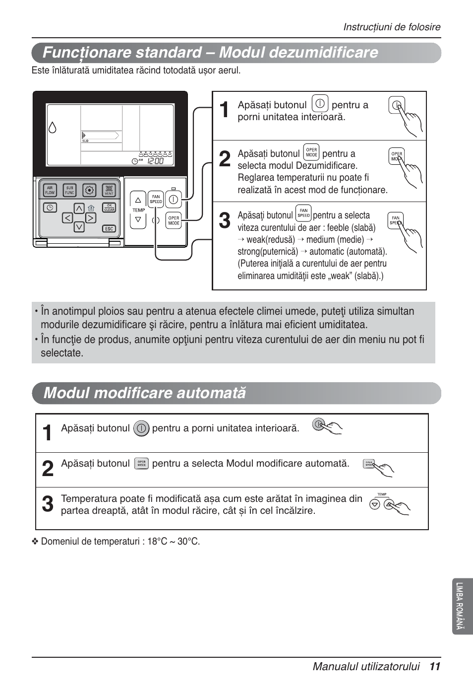 Modul modificare automată, Funcţionare standard – modul dezumidificare | LG UT60 User Manual | Page 353 / 723