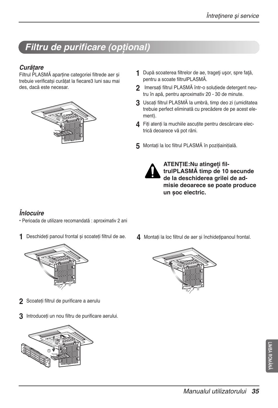 Filtru de purificare (opţional) | LG UT60 User Manual | Page 377 / 723