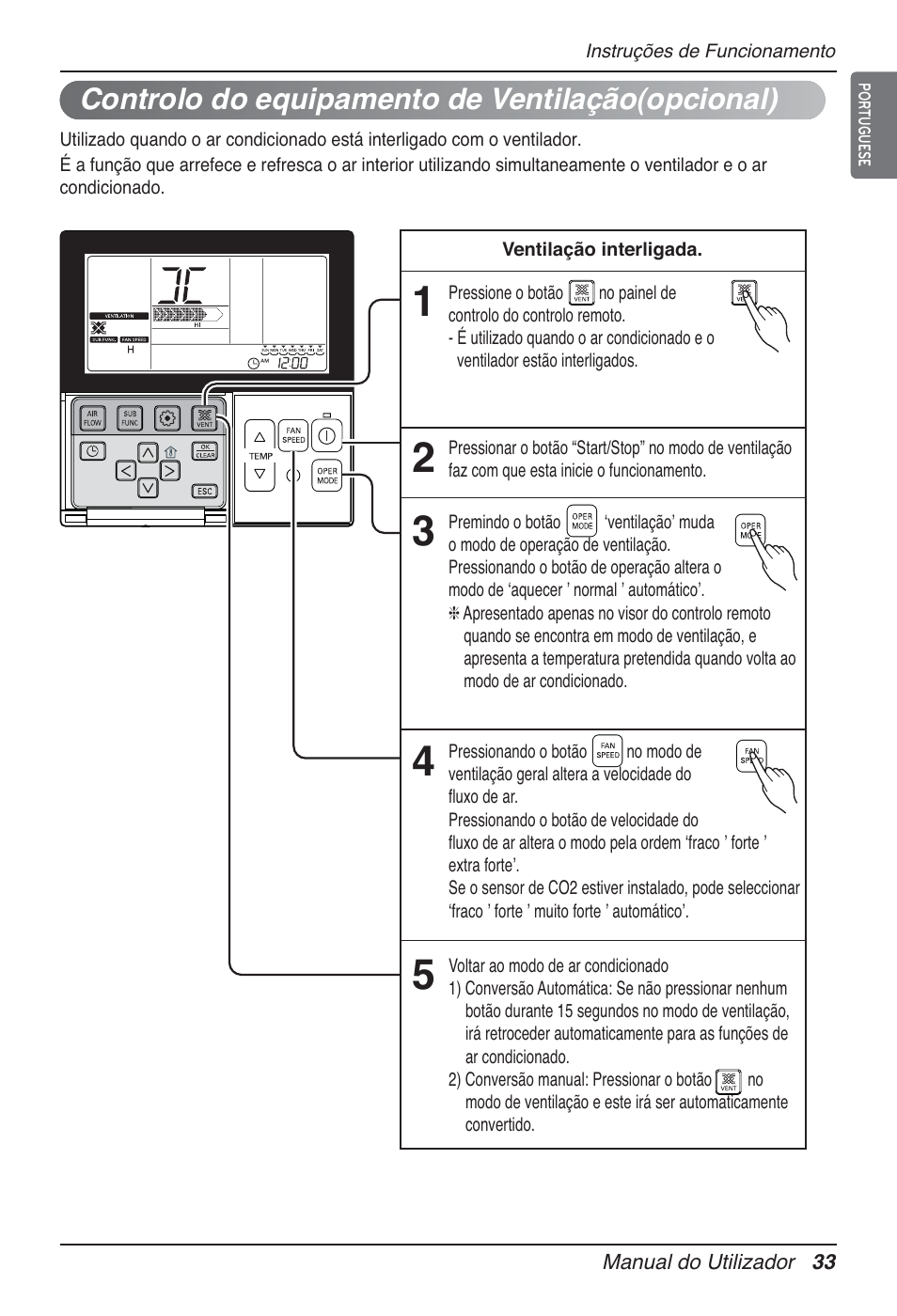 Controlo do equipamento de ventilação(opcional) | LG UT60 User Manual | Page 413 / 723