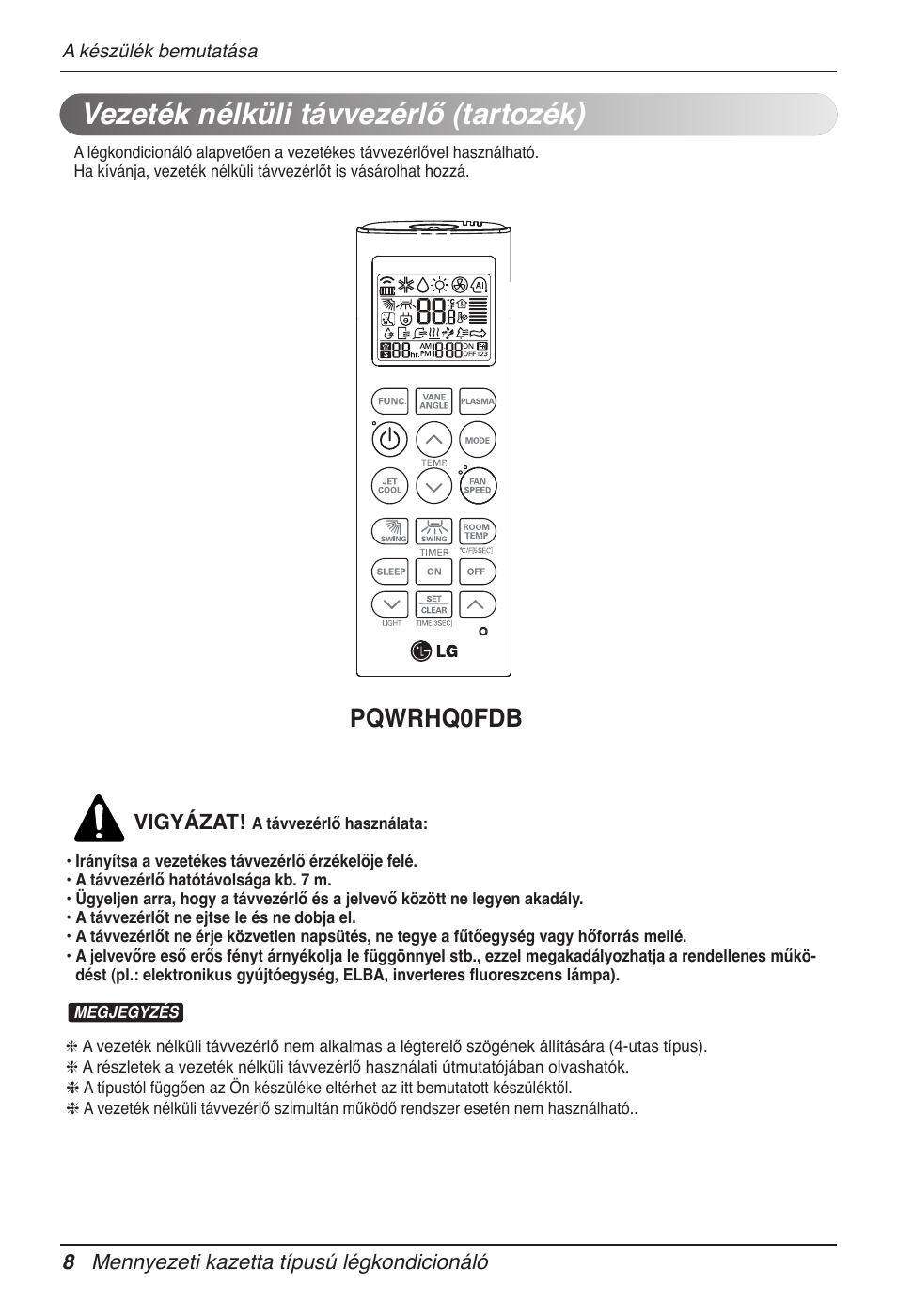 Vezeték nélküli távvezérlő (tartozék), Pqwrhq0fdb | LG UT60 User Manual | Page 426 / 723