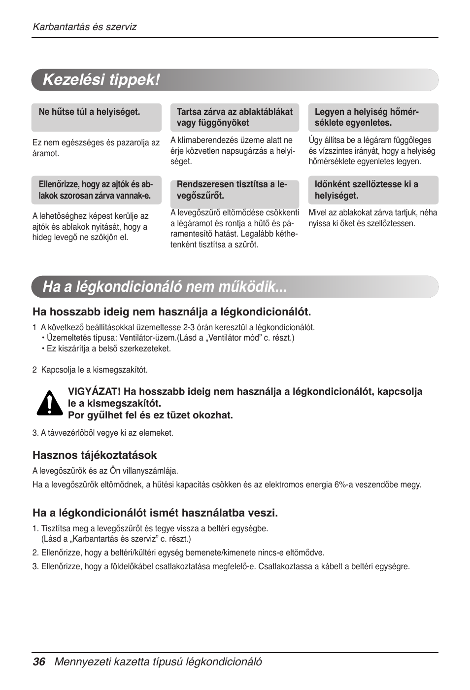 Ha a légkondicionáló nem működik, Kezelési tippek | LG UT60 User Manual | Page 454 / 723