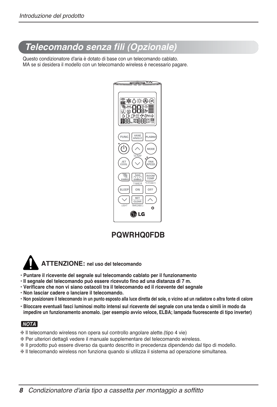 Telecomando senza fili (opzionale), Pqwrhq0fdb | LG UT60 User Manual | Page 46 / 723