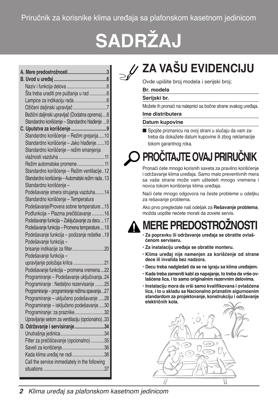 Sadržaj, Za vašu evidenciju, Pročitajte ovaj priručnik | Mere predostrožnosti | LG UT60 User Manual | Page 496 / 723