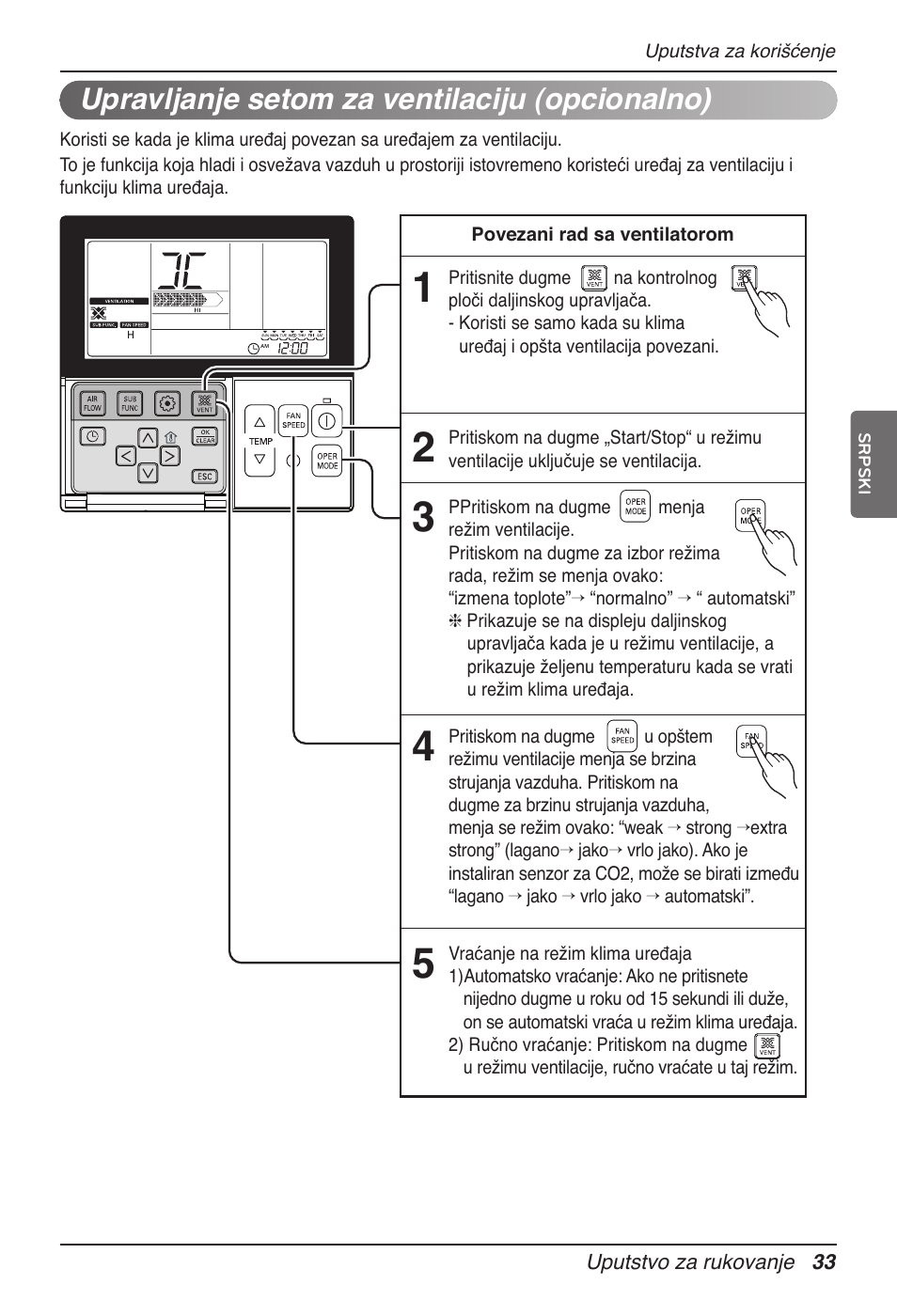 Upravljanje setom za ventilaciju (opcionalno) | LG UT60 User Manual | Page 527 / 723