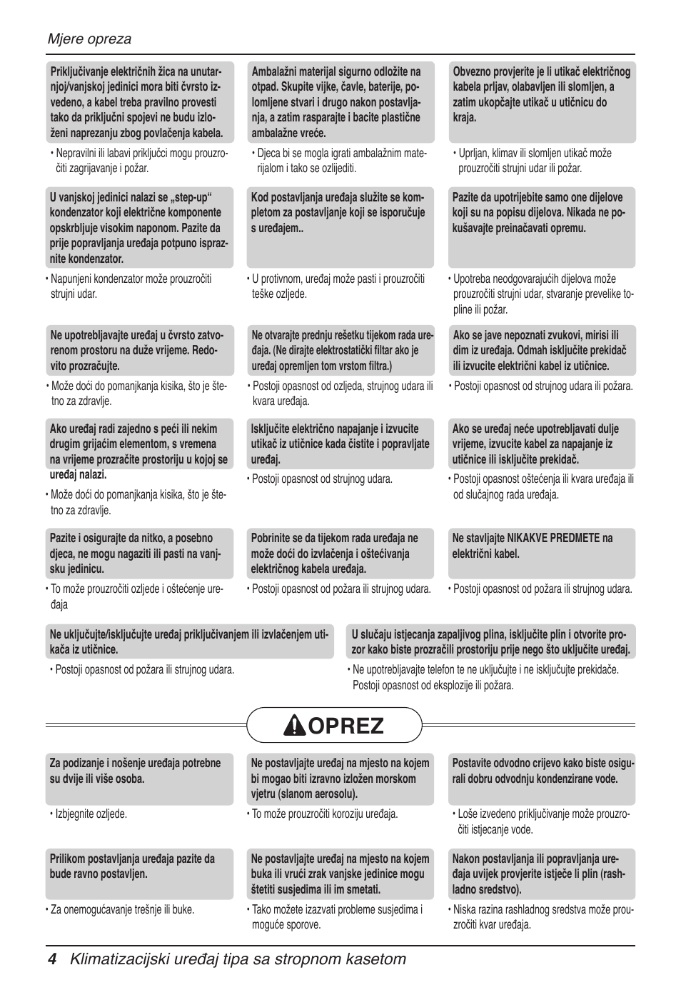 Oprez, 4 klimatizacijski uređaj tipa sa stropnom kasetom | LG UT60 User Manual | Page 536 / 723