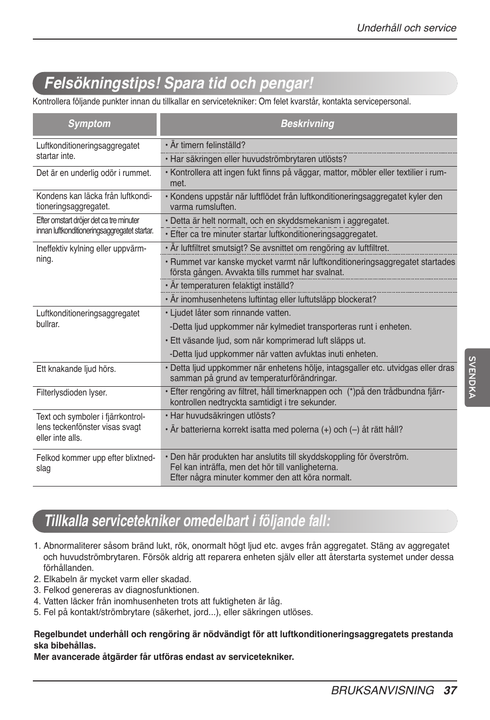 Felsökningstips! spara tid och pengar, Bruksanvisning 37 | LG UT60 User Manual | Page 607 / 723