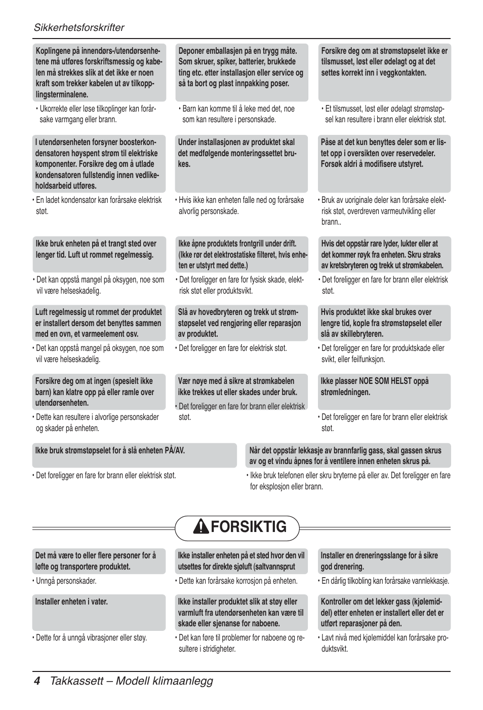 Forsiktig, 4 takkassett – modell klimaanlegg | LG UT60 User Manual | Page 612 / 723